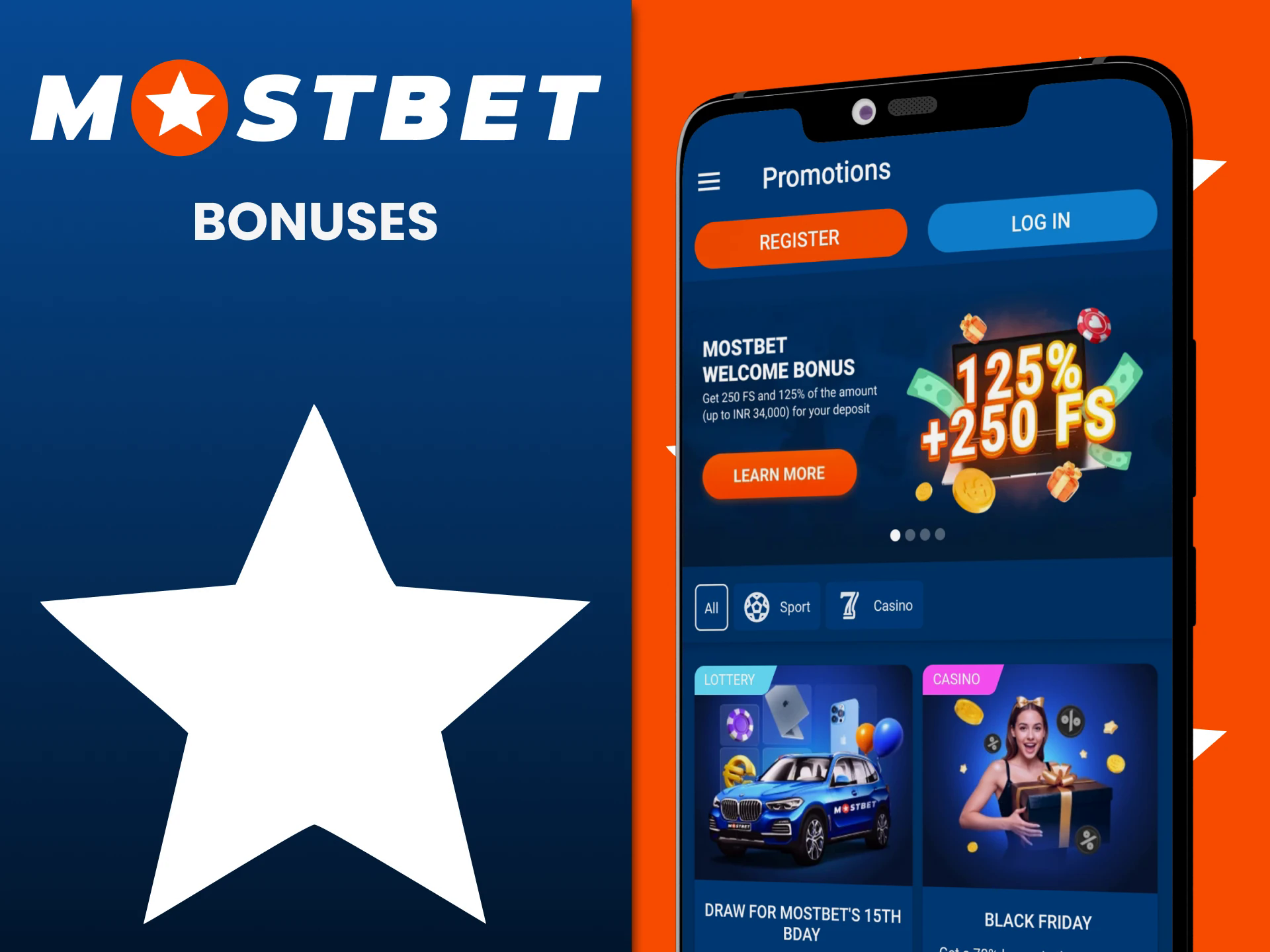 Get bonuses in the Mostbet app.