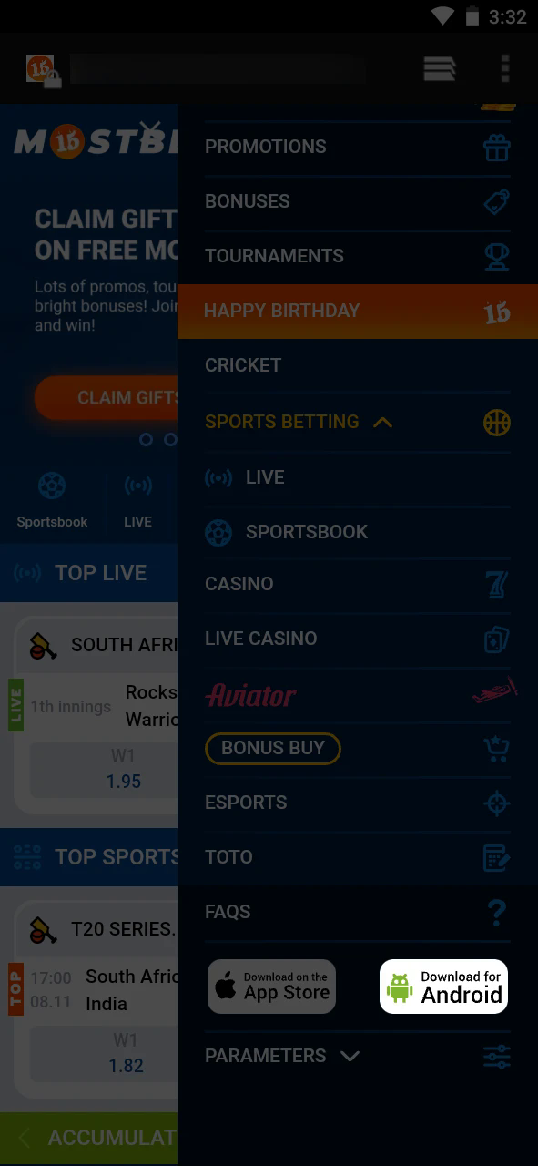 Download the Mostbet app.