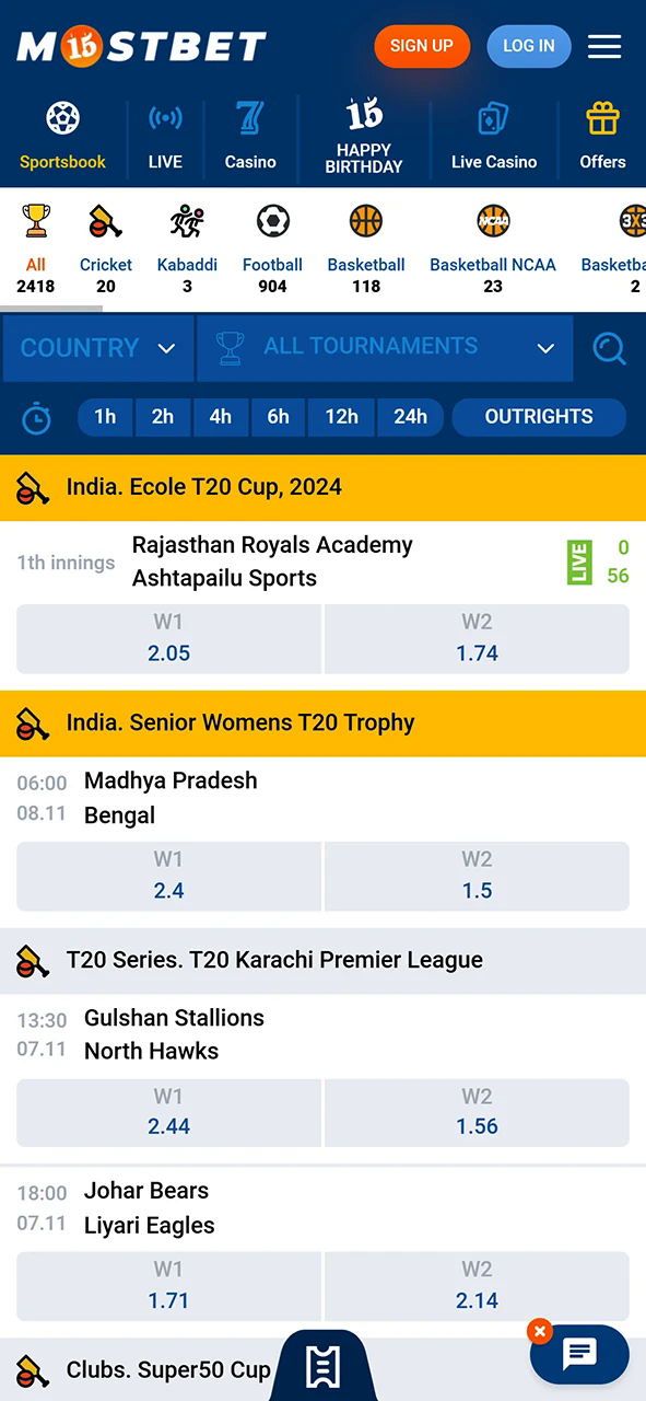 Start using the Mostbet app.