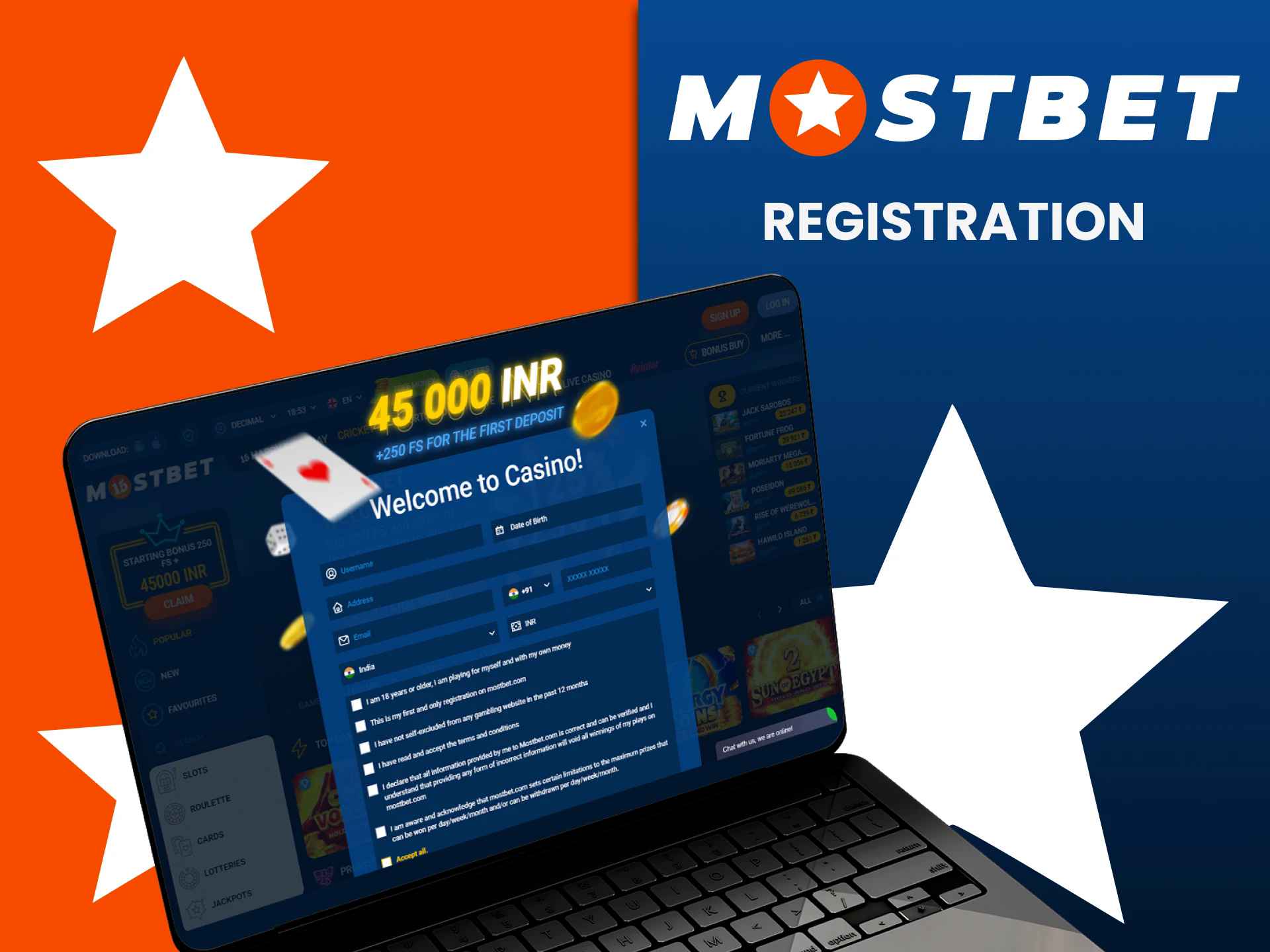 Register to top up your deposit on Mostbet.