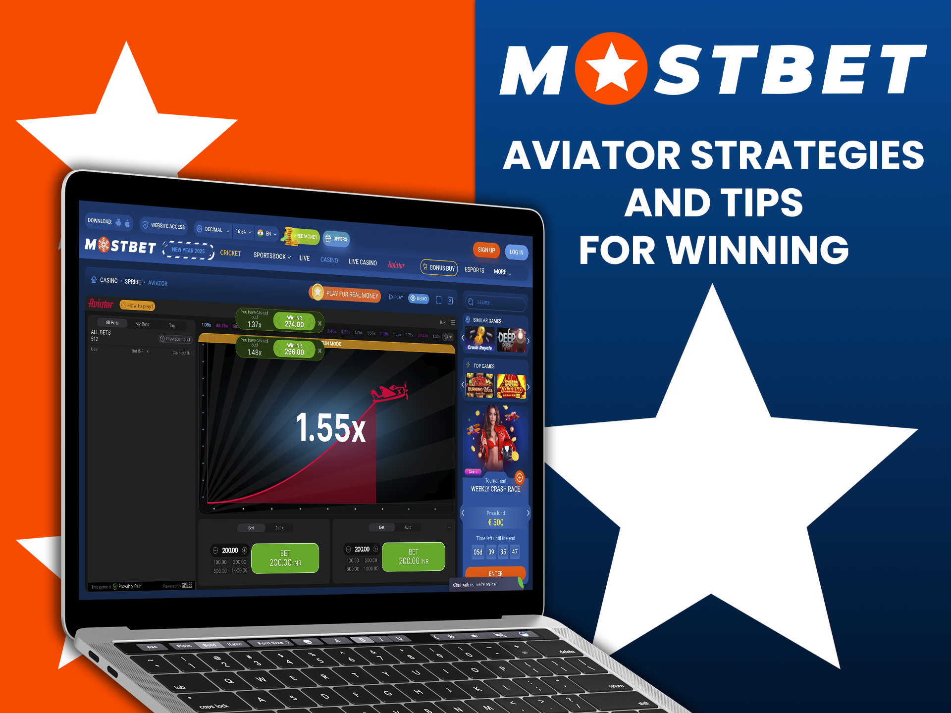 Take advantage of the best tactics and strategies in one of the most popular Aviator games from Mostbet Casino.