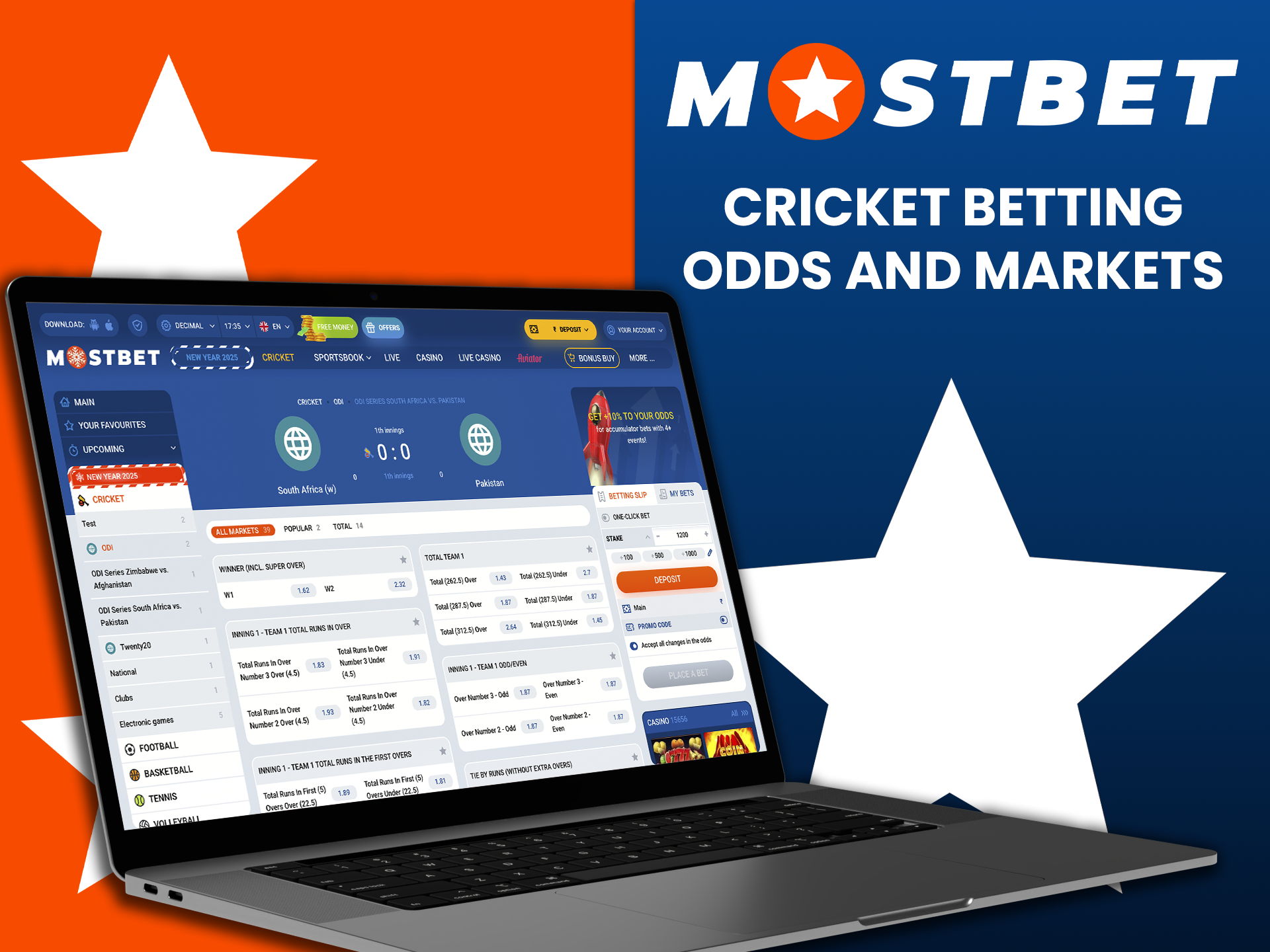 Keep an eye on the changing odds and possible bets at Mostbet bookmaker.