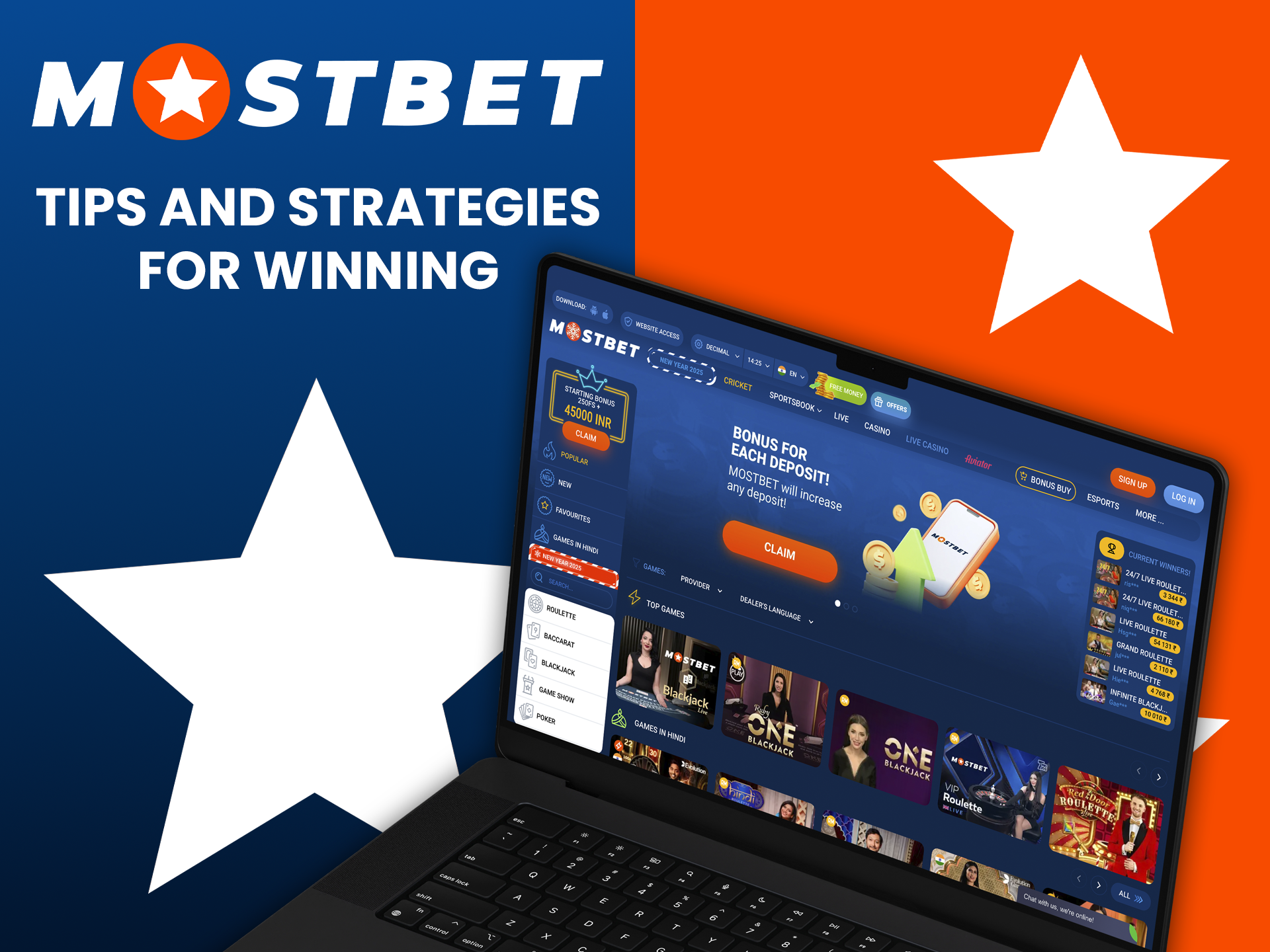 Use your strategies and experience to succeed in games from Mostbet Casino.