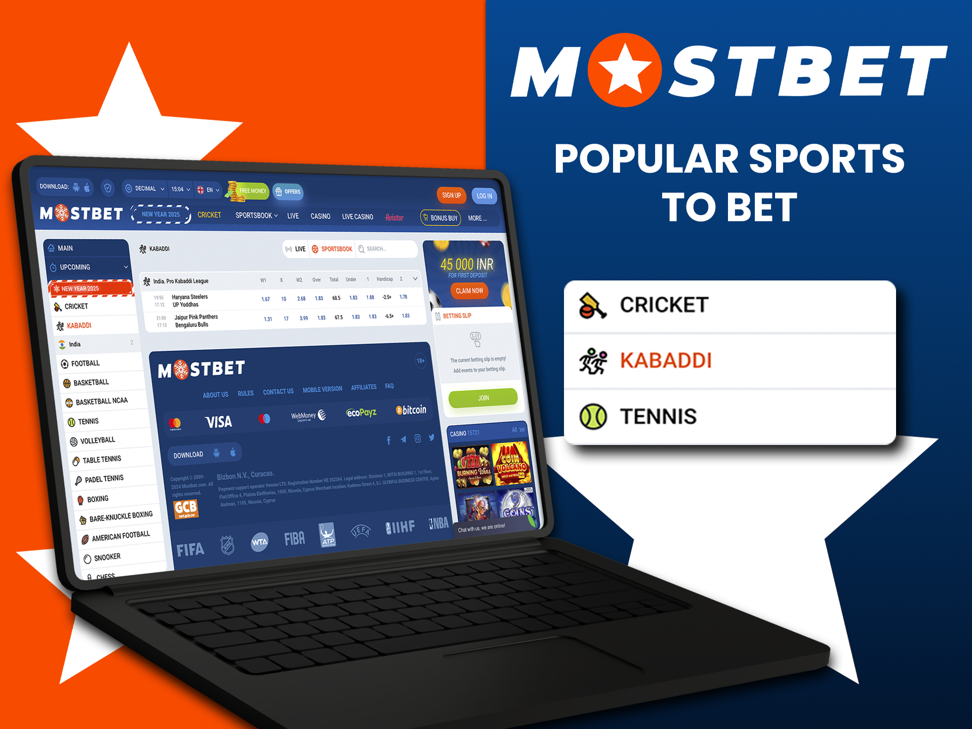Explore the popular sports disciplines available at Mostbet for betting.