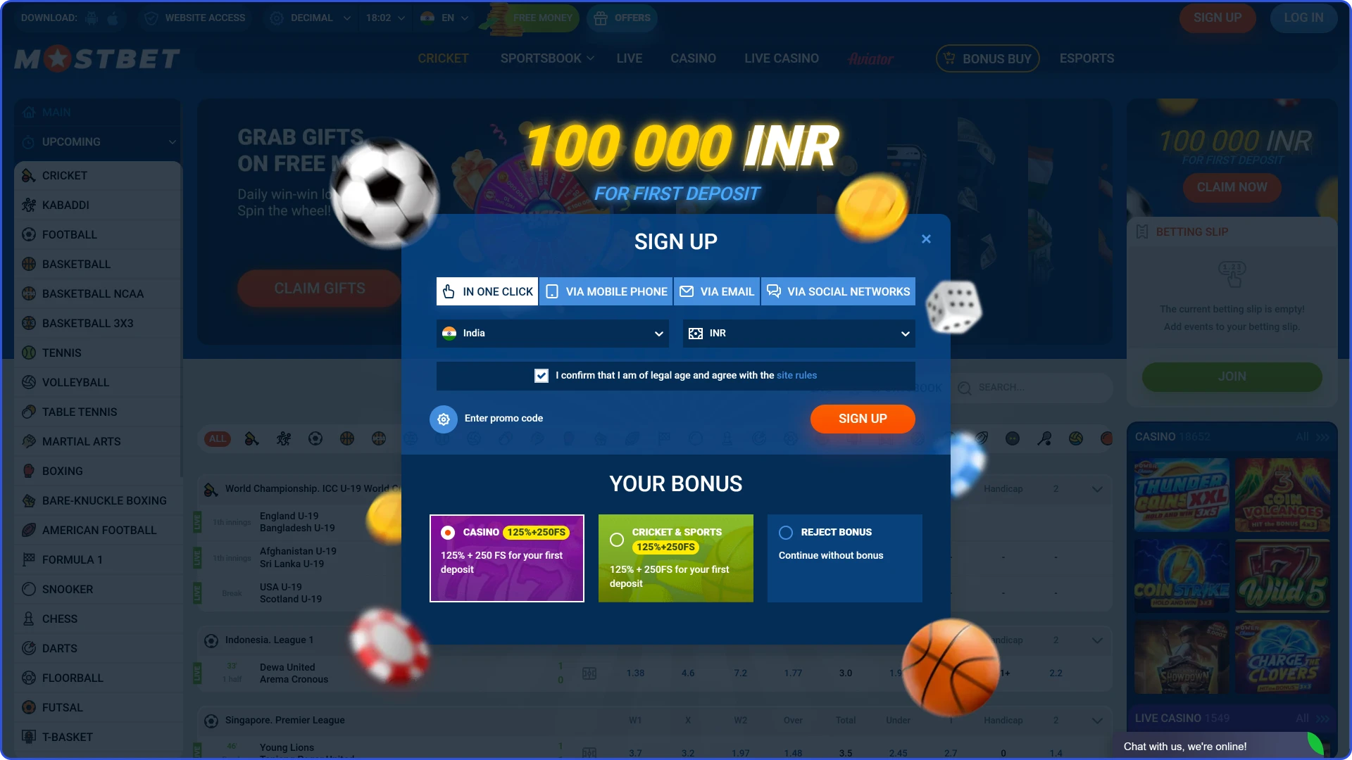 Open the Mostbet India registration interface to create your new player account.