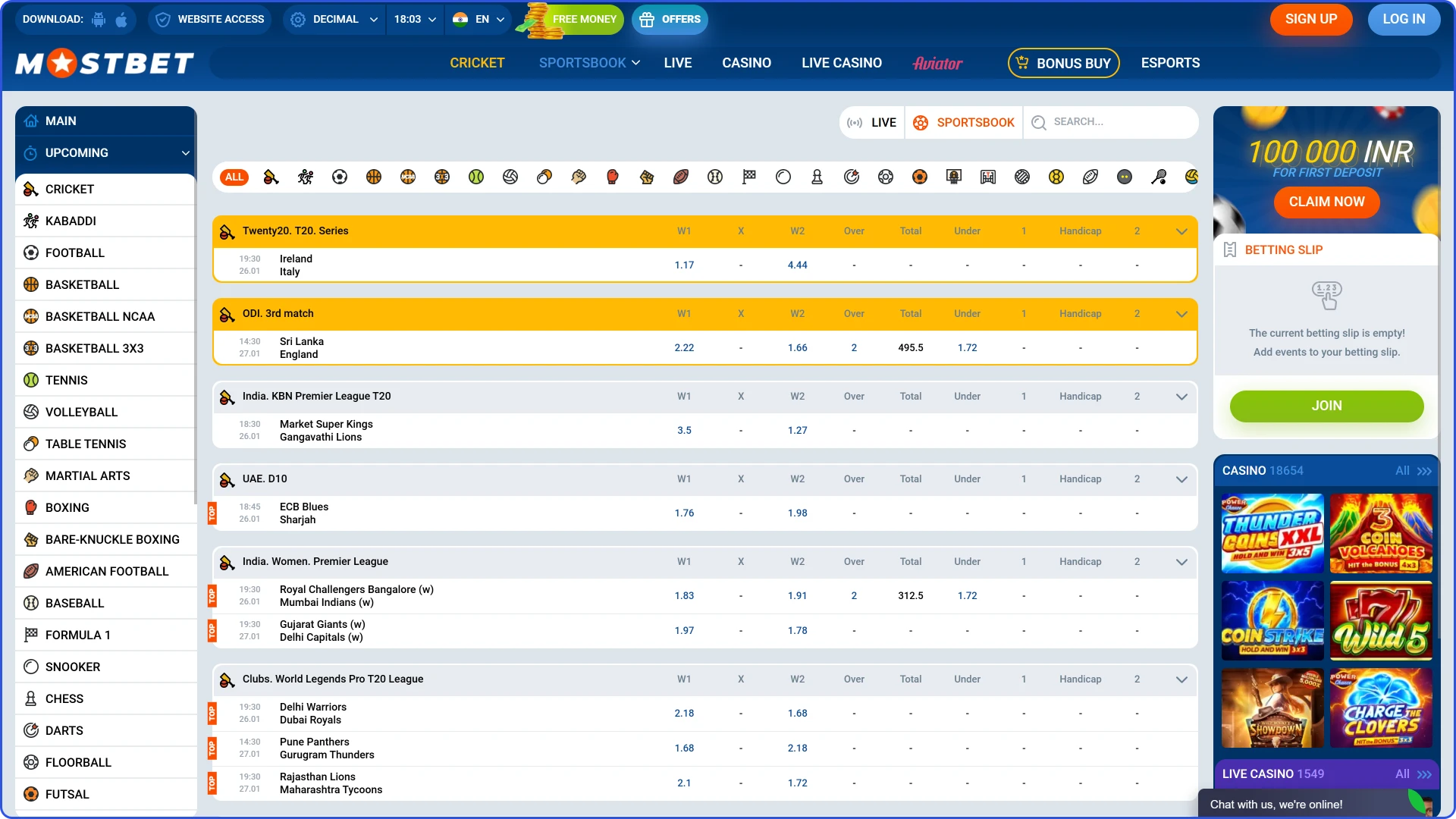 Navigate the Mostbet India sports interface to find competitive betting odds.