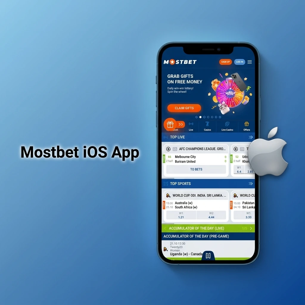 Mostbet iOS app interface on iPhone and iPad showing sports betting and live casino features for Apple devices